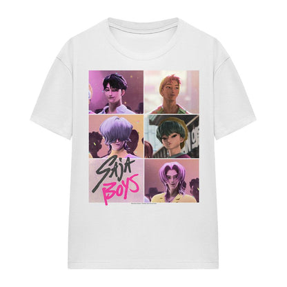 White - Front - K-Pop Demon Hunters Womens-Ladies Saja Boys Grid T-Shirt