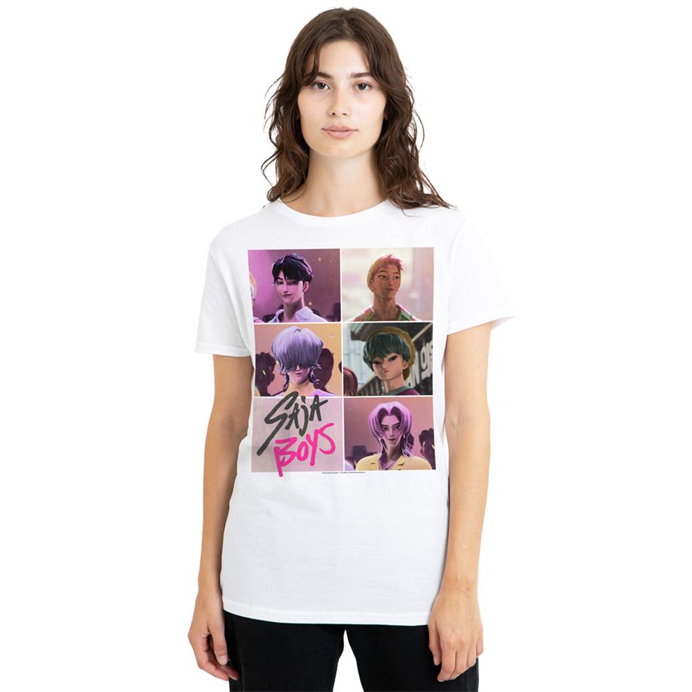 White - Lifestyle - K-Pop Demon Hunters Womens-Ladies Saja Boys Grid T-Shirt