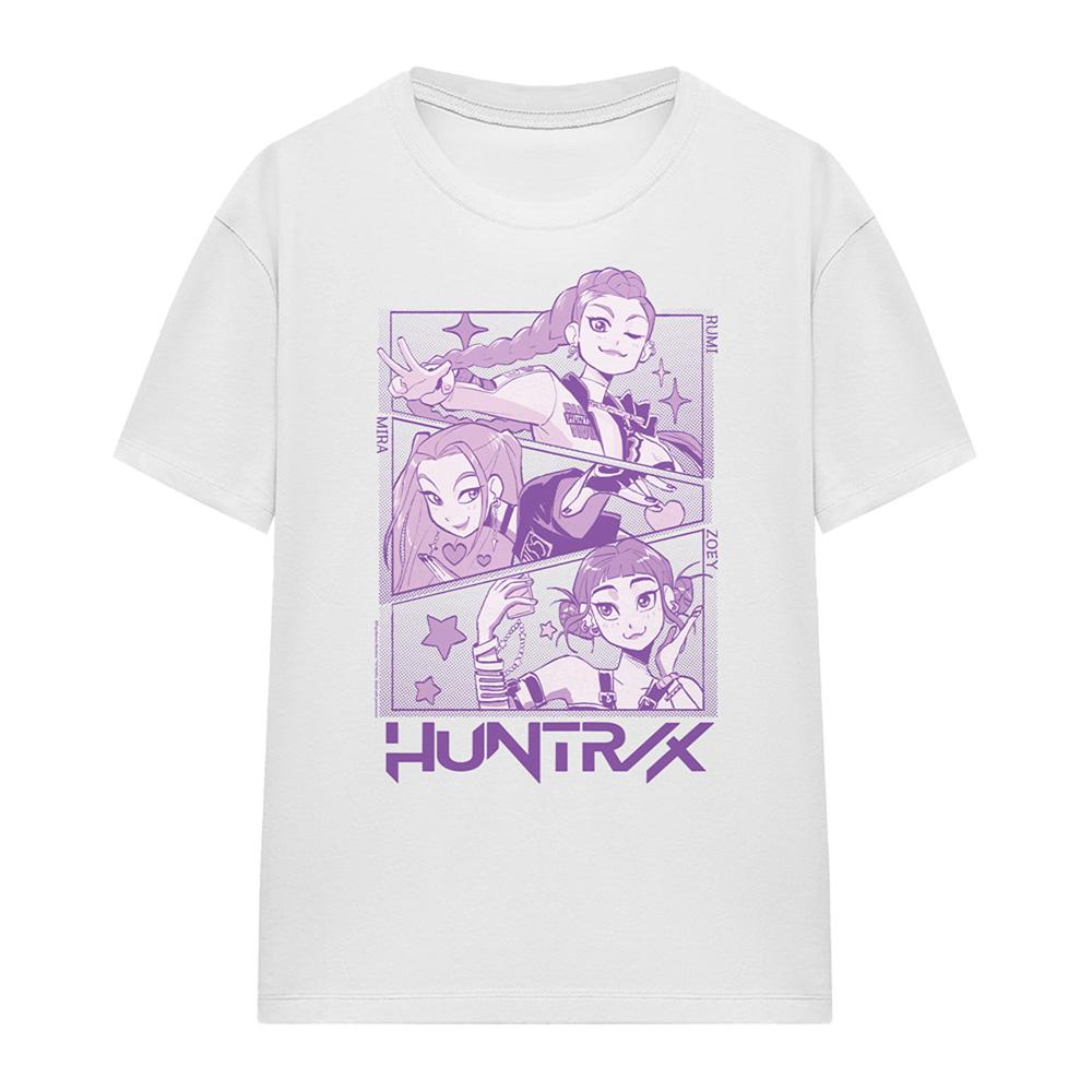 White - Front - K-Pop Demon Hunters Womens-Ladies Huntr-X Panel T-Shirt