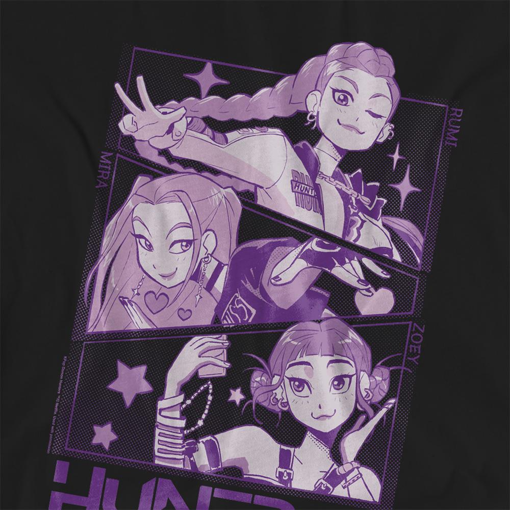 Black - Side - K-Pop Demon Hunters Womens-Ladies Huntr-X Panel T-Shirt