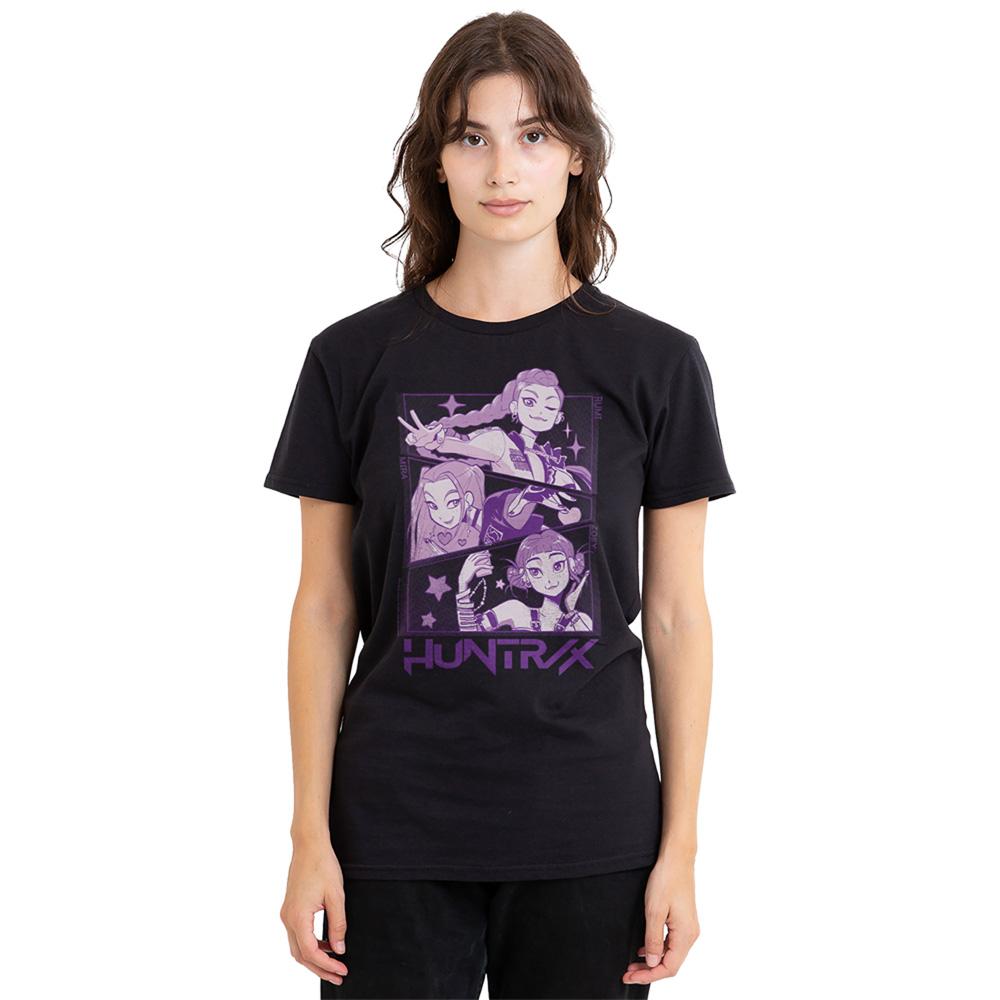 Black - Lifestyle - K-Pop Demon Hunters Womens-Ladies Huntr-X Panel T-Shirt
