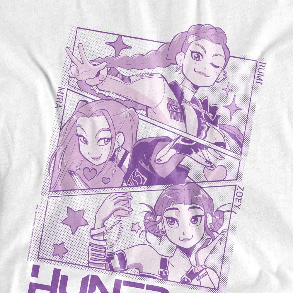 White - Side - K-Pop Demon Hunters Womens-Ladies Huntr-X Panel T-Shirt