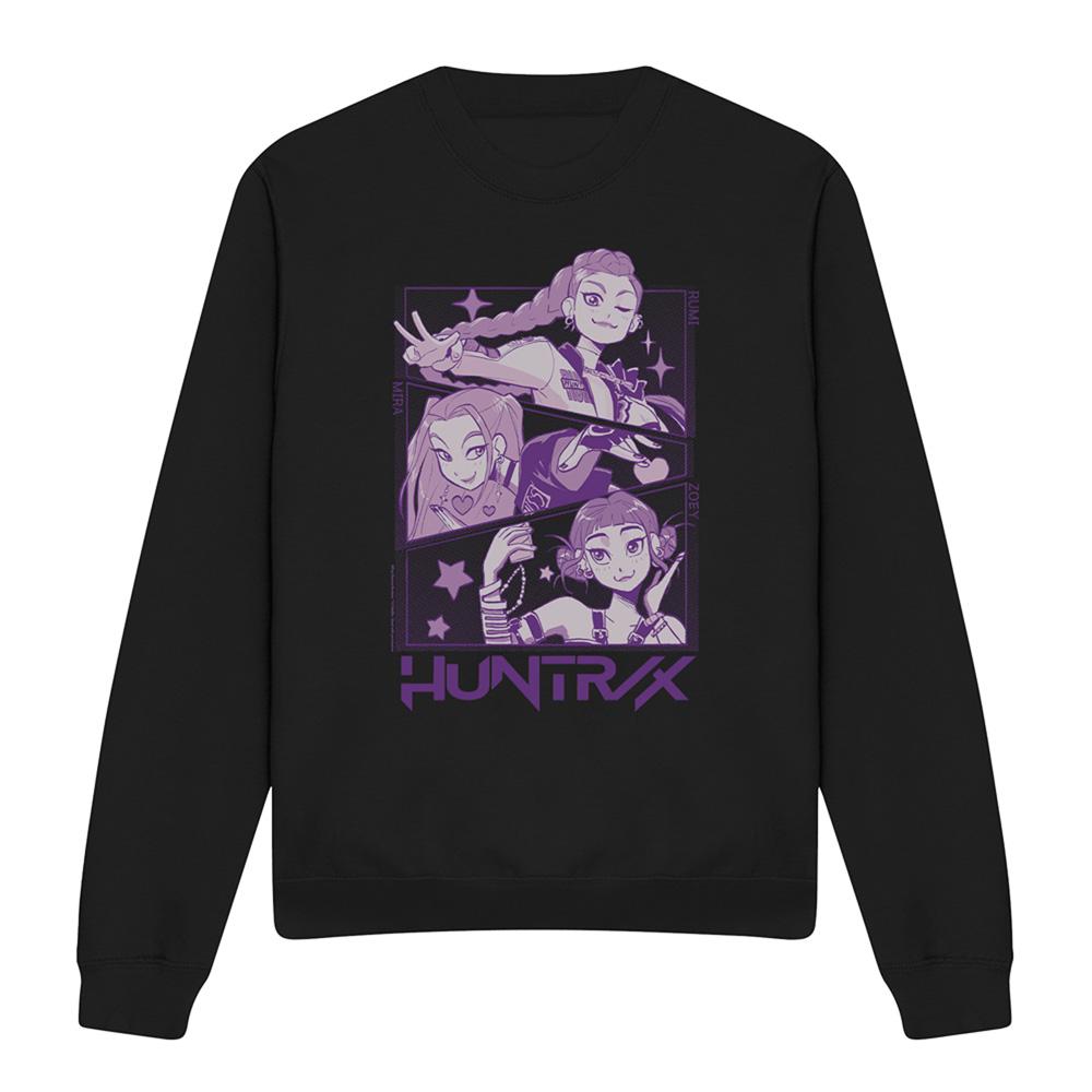 Black - Front - K-Pop Demon Hunters Unisex Adult Huntr-X Panel Sweatshirt