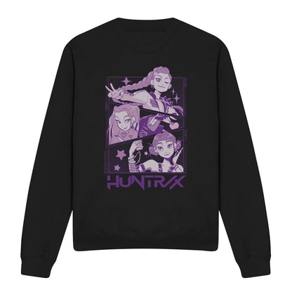 Black - Front - K-Pop Demon Hunters Unisex Adult Huntr-X Panel Sweatshirt