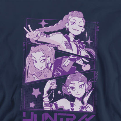Navy - Side - K-Pop Demon Hunters Unisex Adult Huntr-X Panel Sweatshirt