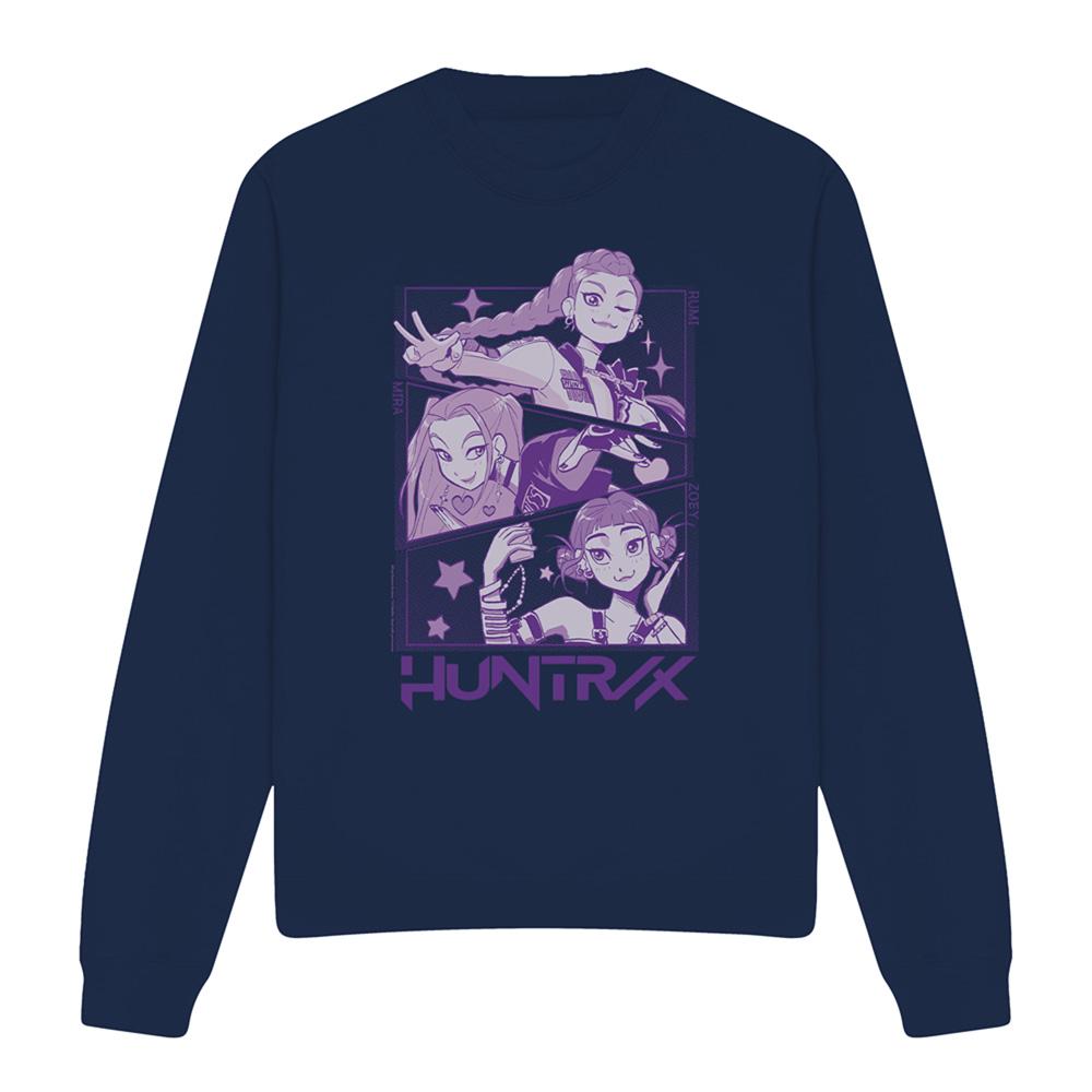 Navy - Front - K-Pop Demon Hunters Unisex Adult Huntr-X Panel Sweatshirt