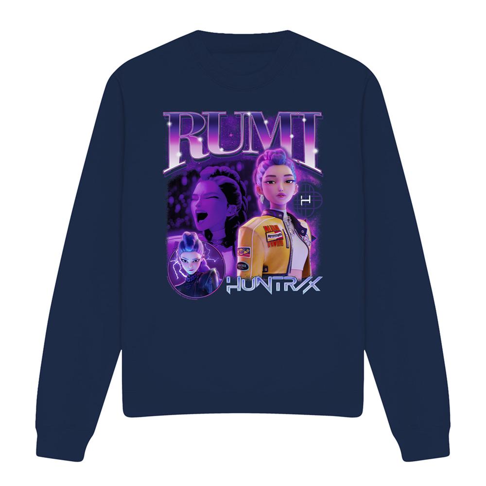 Navy - Front - K-Pop Demon Hunters Unisex Adult Huntr-X Rumi Bootleg Sweatshirt