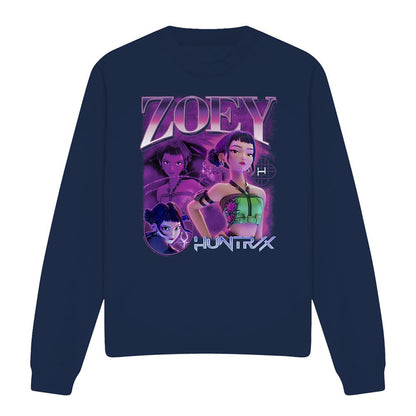 Navy - Front - K-Pop Demon Hunters Unisex Adult Huntr-X Zoey Sweatshirt