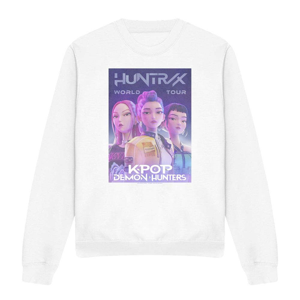 White - Front - K-Pop Demon Hunters Unisex Adult World Tour Huntr-X Poster Sweatshirt