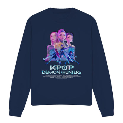 Navy - Front - K-Pop Demon Hunters Unisex Adult Huntr-X Poster Sweatshirt