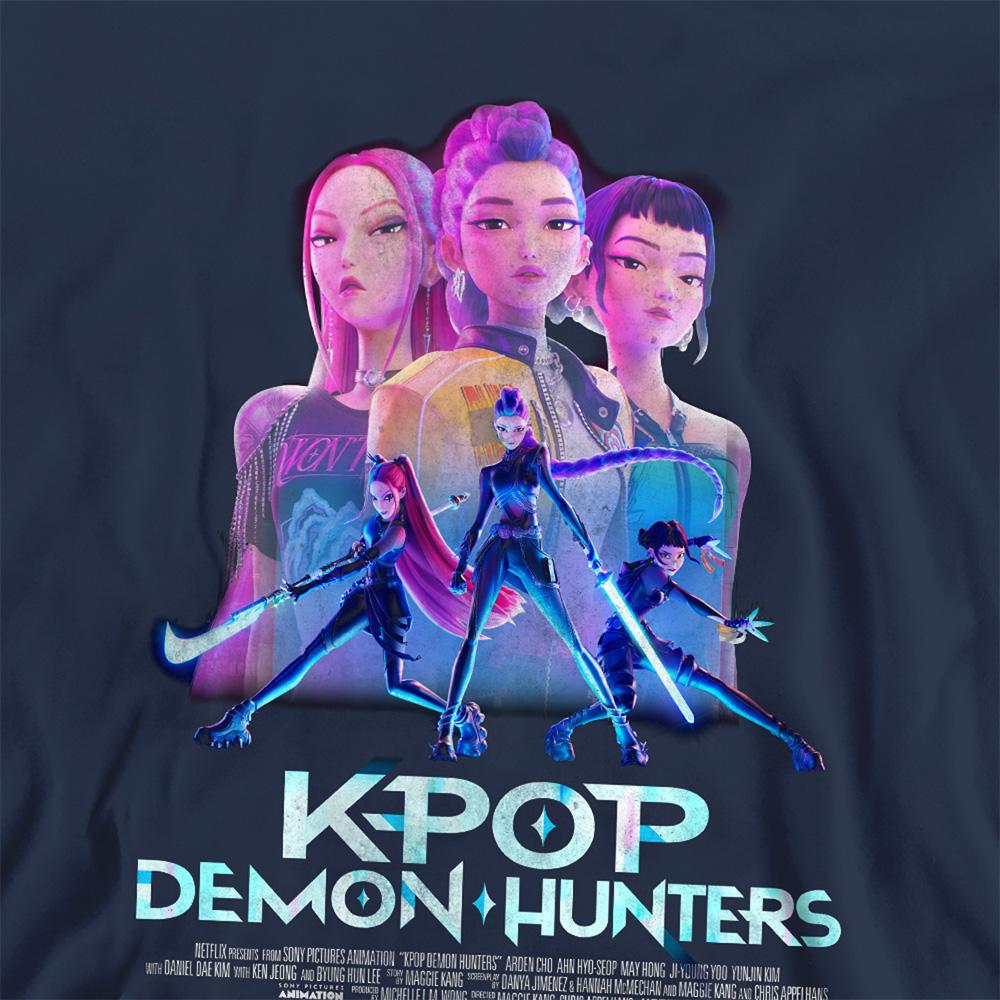 Navy - Side - K-Pop Demon Hunters Unisex Adult Huntr-X Poster Sweatshirt