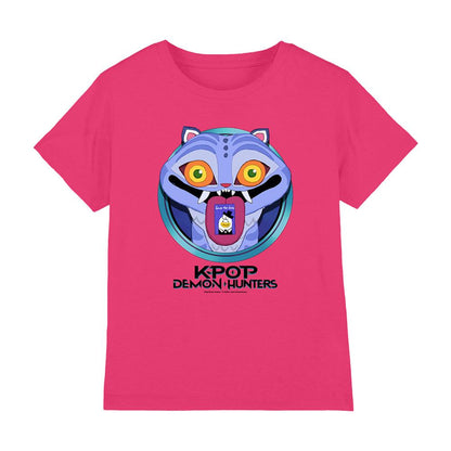 Fuchsia - Front - K-Pop Demon Hunters Childrens-Kids Save The Date Derpy Tiger Cartoon T-Shirt