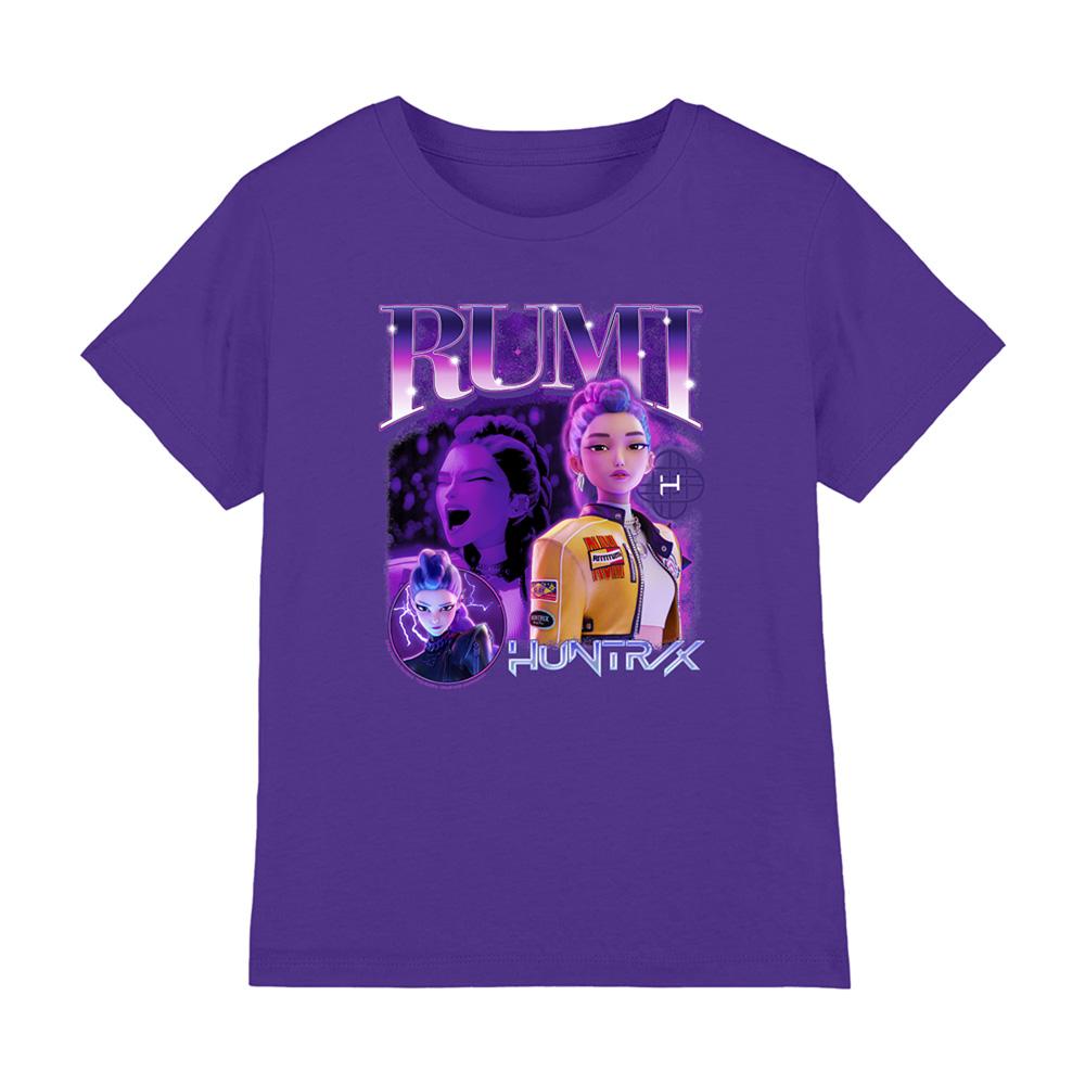 Purple-Purple - Front - K-Pop Demon Hunters Childrens-Kids Huntr-X Rumi T-Shirt