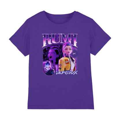 Purple-Purple - Front - K-Pop Demon Hunters Childrens-Kids Huntr-X Rumi T-Shirt