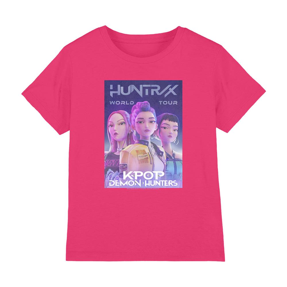 Fuchsia - Front - K-Pop Demon Hunters Childrens-Kids World Tour Huntr-X T-Shirt