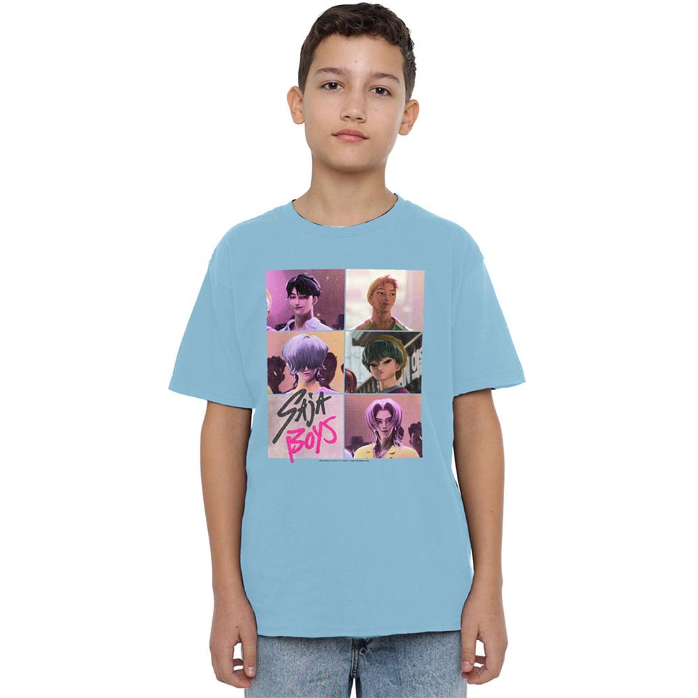Sky Blue - Lifestyle - K-Pop Demon Hunters Childrens-Kids Saja Boys Grid T-Shirt