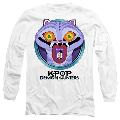 White - Front - K-Pop Demon Hunters Unisex Adult Save The Date Derpy Tiger Cartoon Long-Sleeved T-Shirt