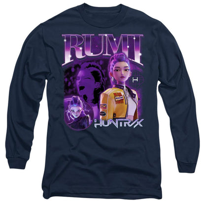 Navy - Front - K-Pop Demon Hunters Unisex Adult Huntr-X Rumi Long-Sleeved T-Shirt
