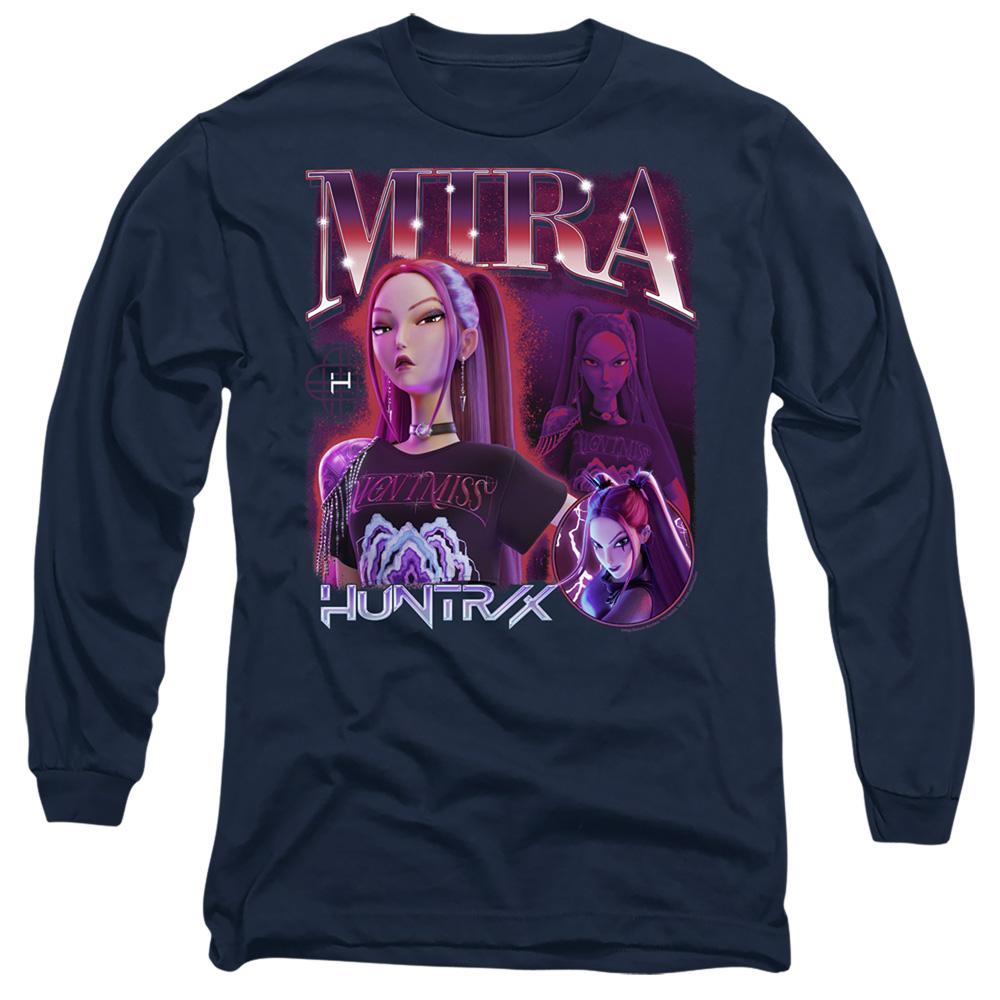 Navy - Front - K-Pop Demon Hunters Unisex Adult Huntr-X Mira Long-Sleeved T-Shirt