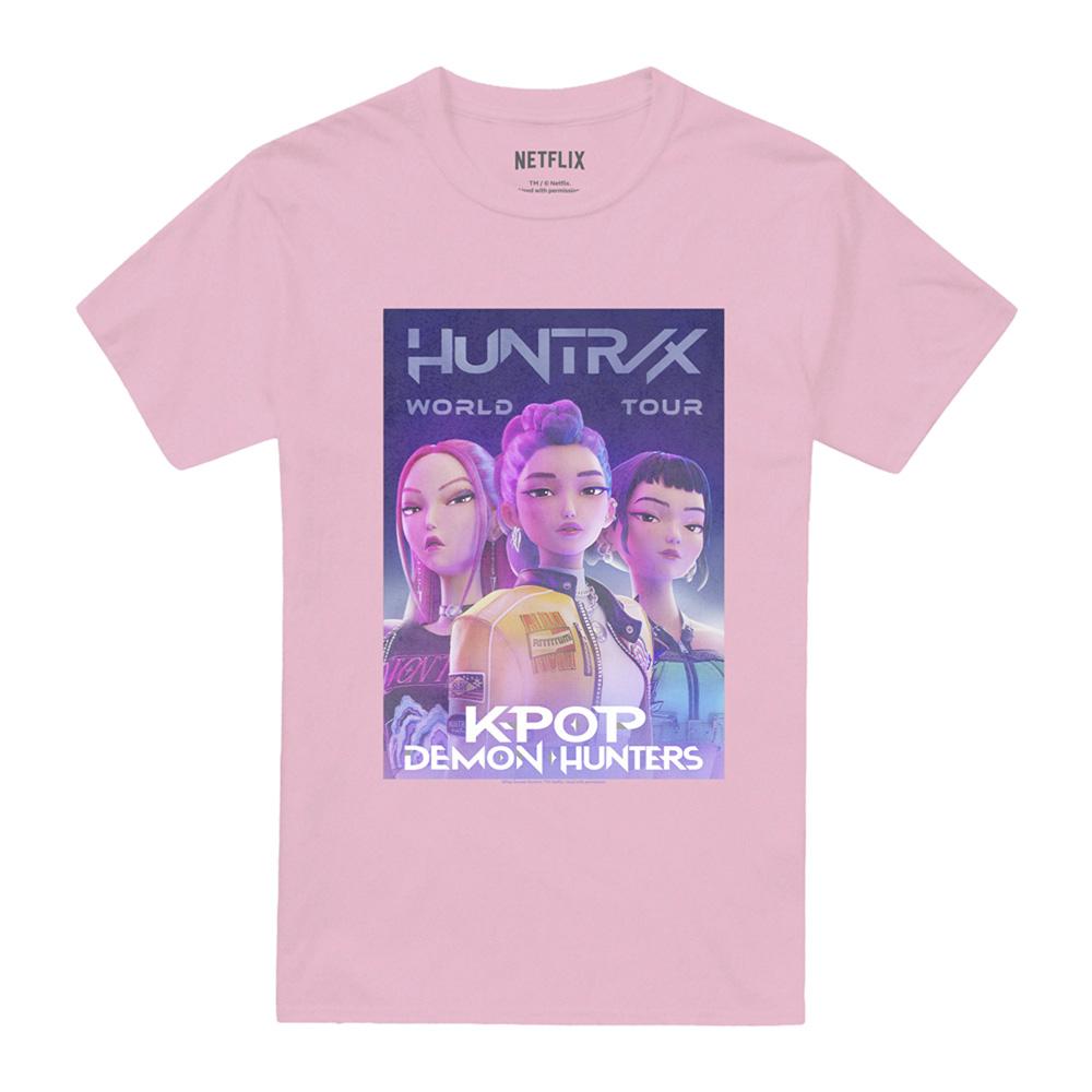 Light Pink - Front - K-Pop Demon Hunters Unisex Adult World Tour Huntr-X Poster T-Shirt