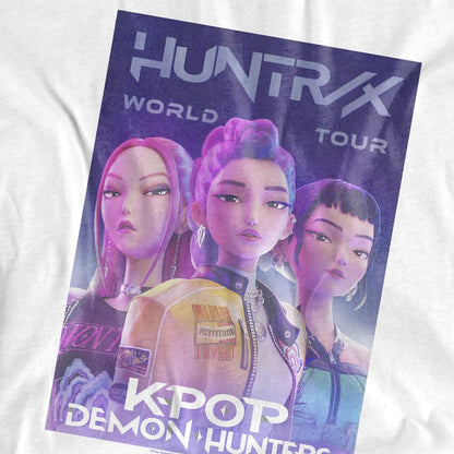 White - Back - K-Pop Demon Hunters Unisex Adult World Tour Huntr-X Poster T-Shirt