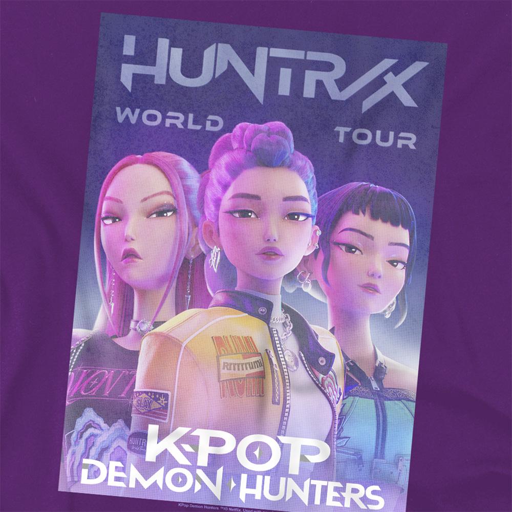 Purple - Back - K-Pop Demon Hunters Unisex Adult World Tour Huntr-X Poster T-Shirt