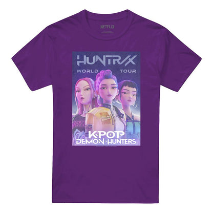 Purple - Front - K-Pop Demon Hunters Unisex Adult World Tour Huntr-X Poster T-Shirt