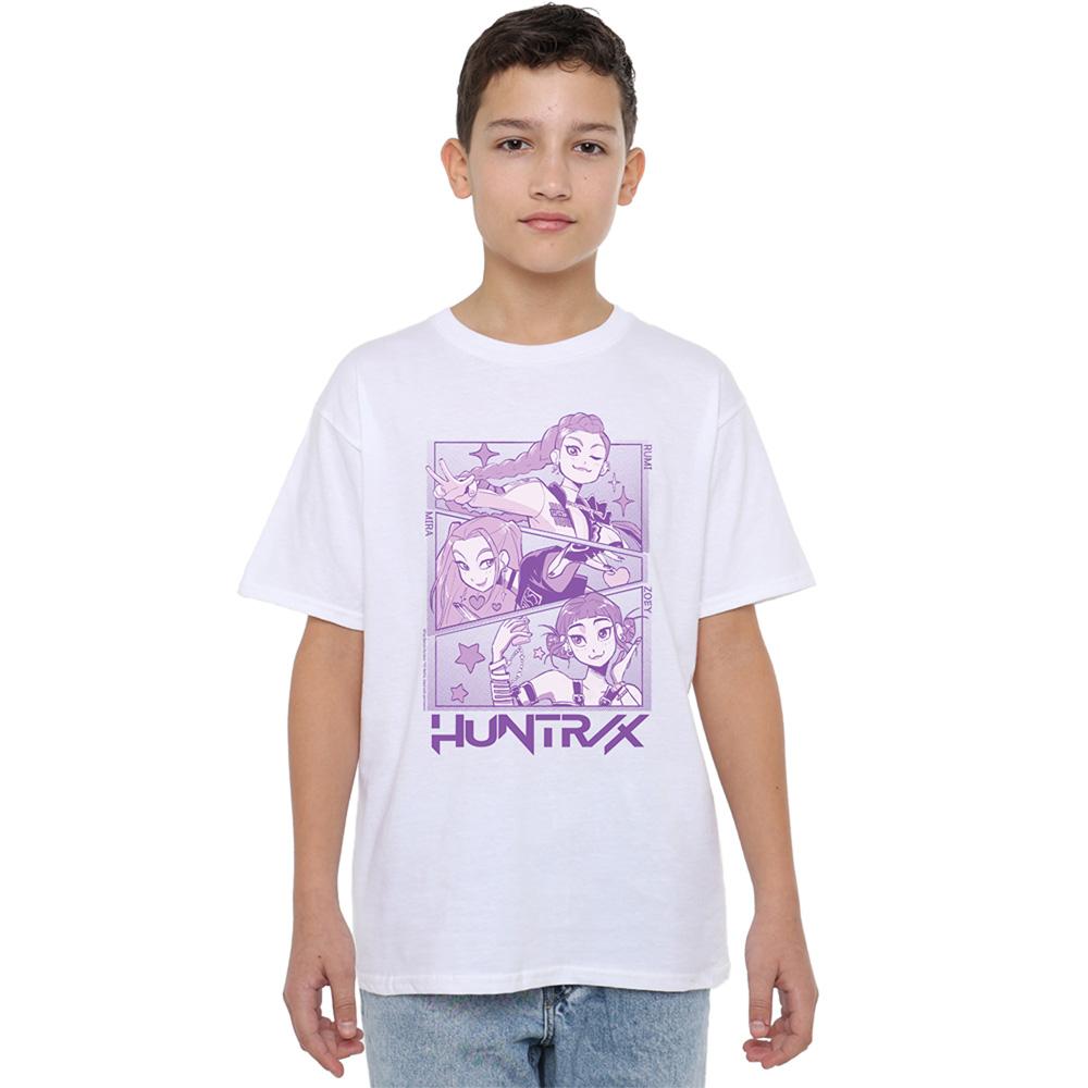 White - Lifestyle - K-Pop Demon Hunters Childrens-Kids Huntr-X Panels T-Shirt