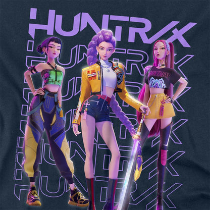 Navy - Back - K-Pop Demon Hunters Unisex Adult Huntr-X Group Shot Long-Sleeved T-Shirt