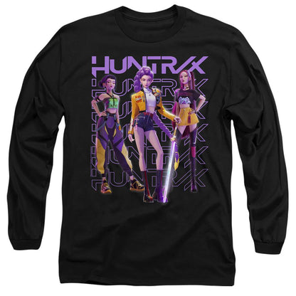 Black - Front - K-Pop Demon Hunters Unisex Adult Huntr-X Group Shot Long-Sleeved T-Shirt