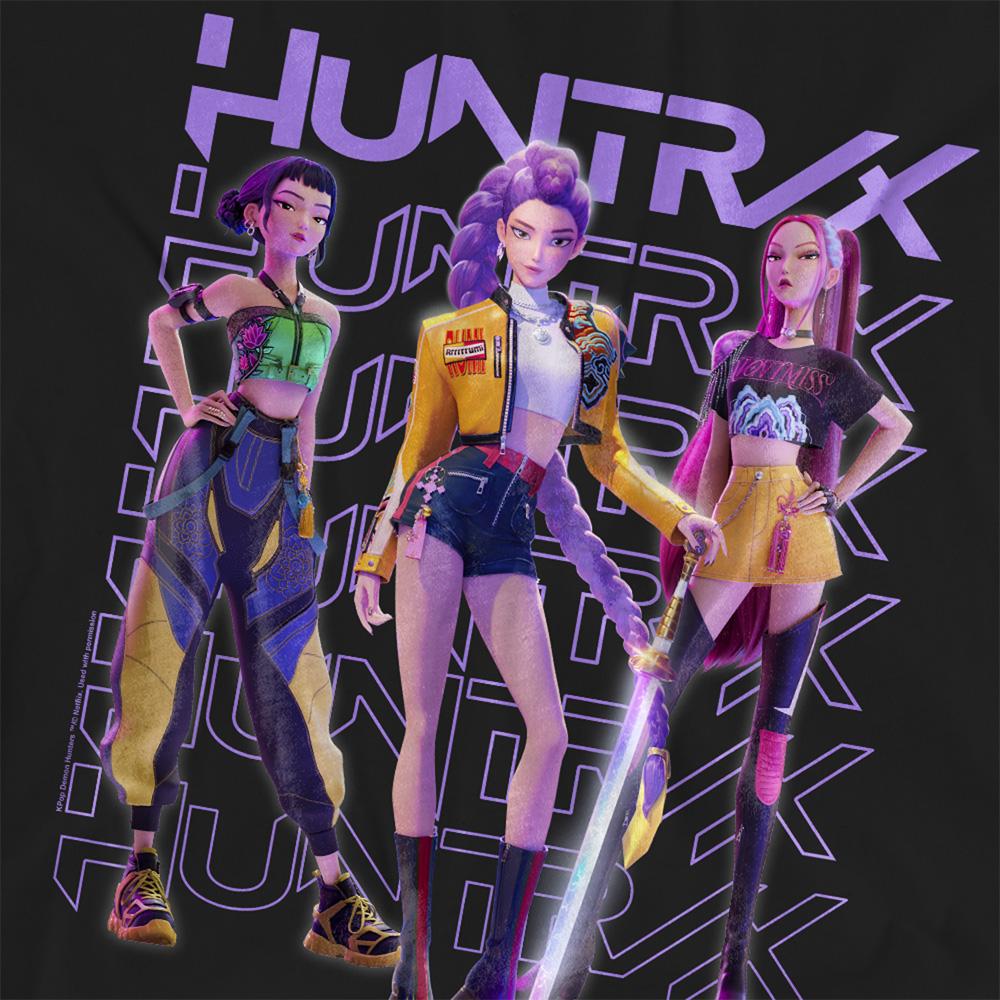 Black - Back - K-Pop Demon Hunters Womens-Ladies Huntr-X Group Pose T-Shirt