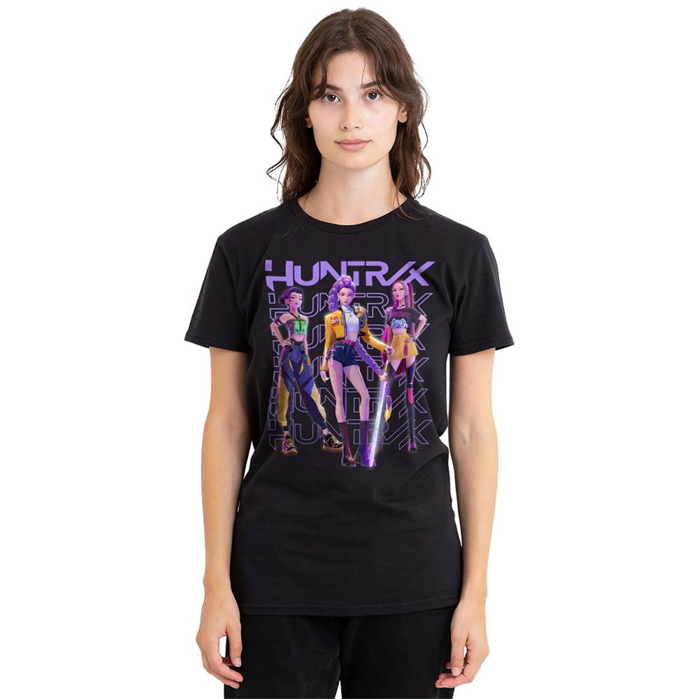 Black - Lifestyle - K-Pop Demon Hunters Womens-Ladies Huntr-X Group Pose T-Shirt