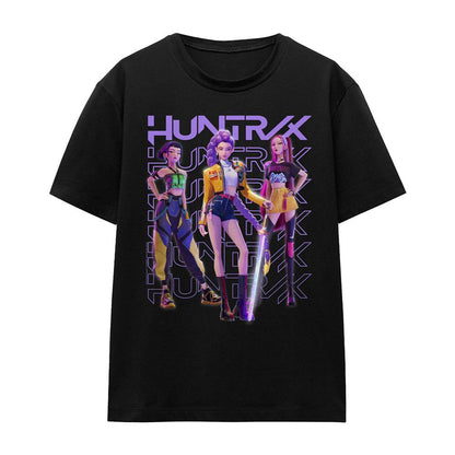 Black - Front - K-Pop Demon Hunters Womens-Ladies Huntr-X Group Pose T-Shirt