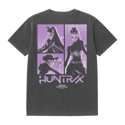 Vintage Wash-Black - Side - K-Pop Demon Hunters Unisex Adult Huntr-X Band Back Print T-Shirt