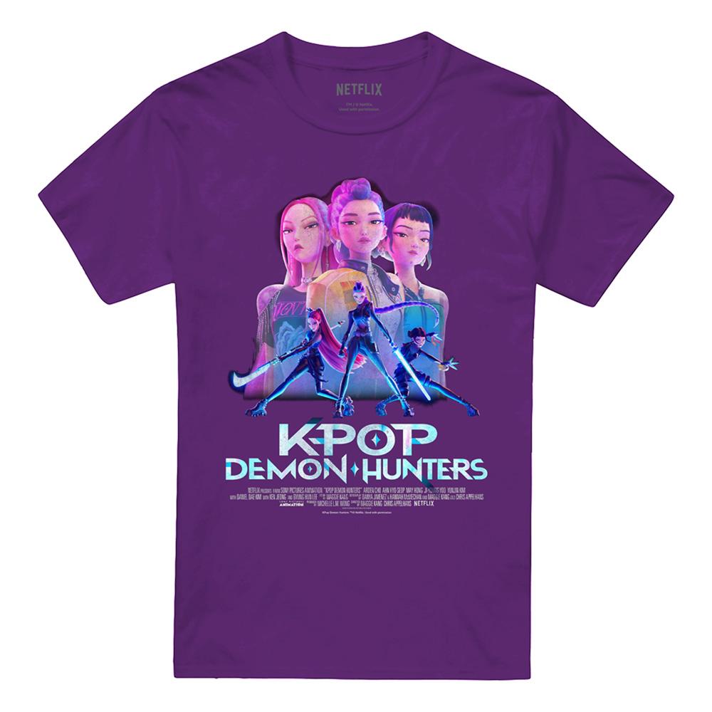 Purple - Front - K-Pop Demon Hunters Unisex Adult Huntr-X Poster T-Shirt