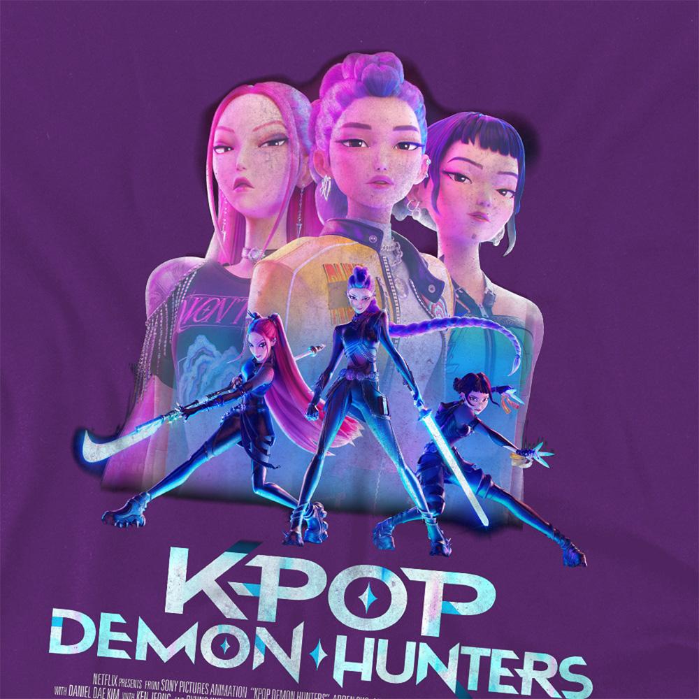 Purple - Back - K-Pop Demon Hunters Unisex Adult Huntr-X Poster T-Shirt