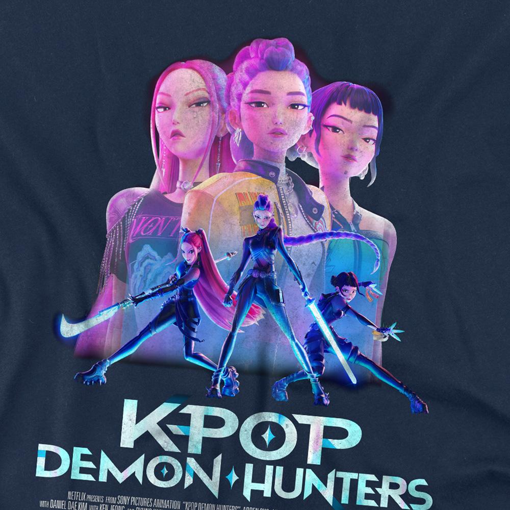 Navy - Back - K-Pop Demon Hunters Unisex Adult Huntr-X Poster T-Shirt