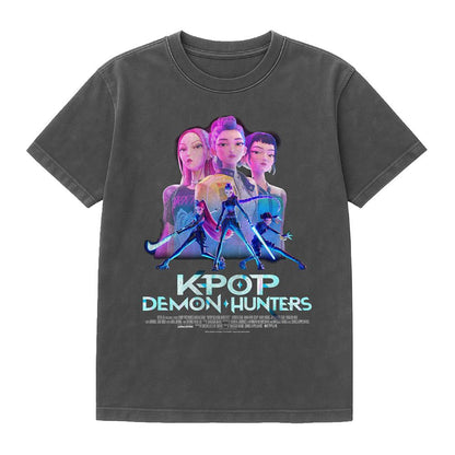 Vintage Black - Front - K-Pop Demon Hunters Unisex Adult Huntr-X Poster T-Shirt