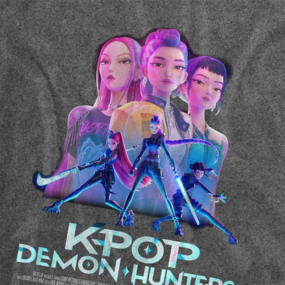 Vintage Black - Back - K-Pop Demon Hunters Unisex Adult Huntr-X Poster T-Shirt