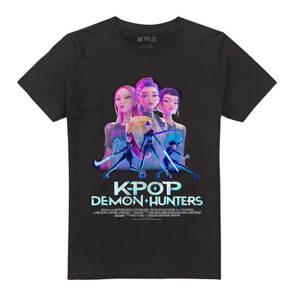 Black - Front - K-Pop Demon Hunters Unisex Adult Huntr-X Poster T-Shirt