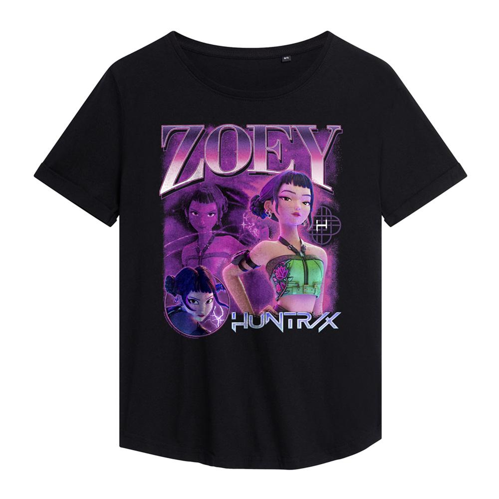 Black - Front - K-Pop Demon Hunters Womens-Ladies Huntr-X Zoey T-Shirt