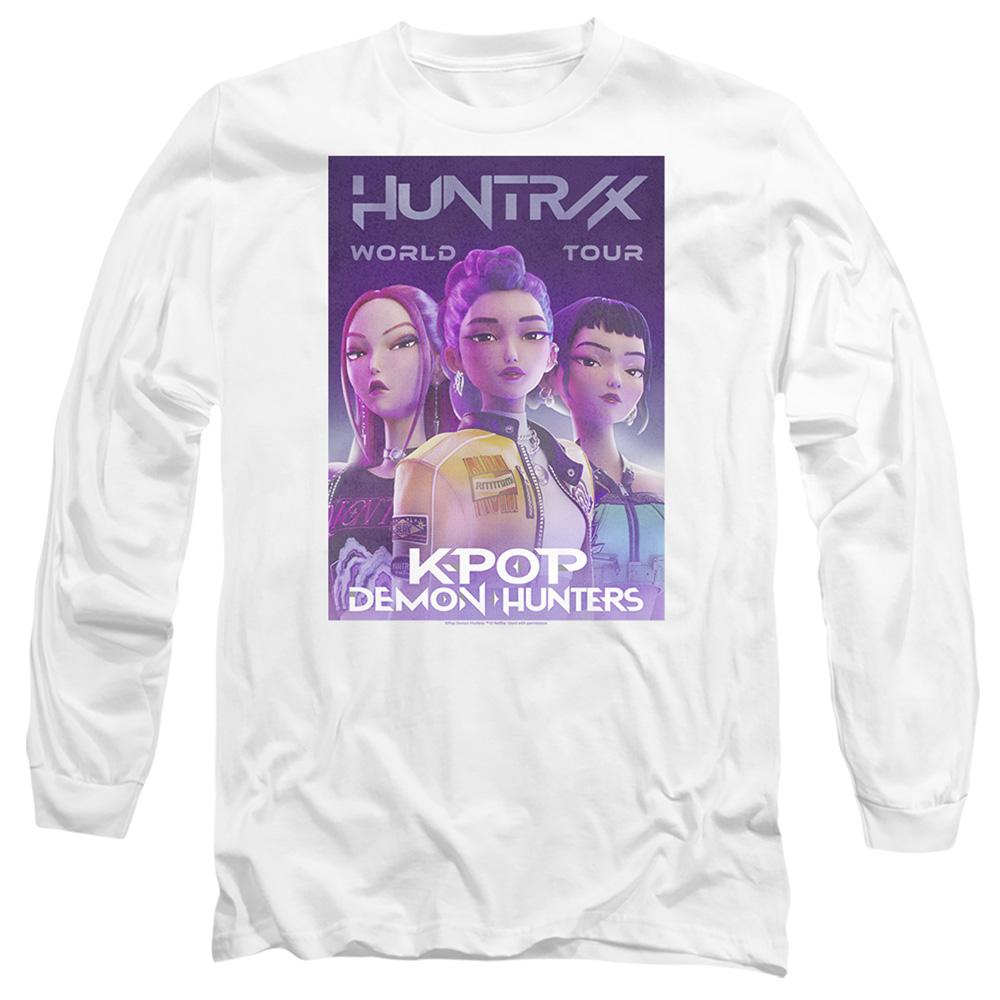 White - Front - K-Pop Demon Hunters Unisex Adult World Tour Huntr-X Poster Long-Sleeved T-Shirt