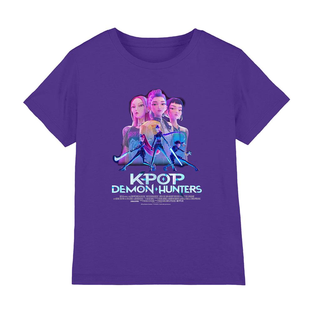 Navy - Side - K-Pop Demon Hunters Childrens-Kids Huntr-X Poster T-Shirt