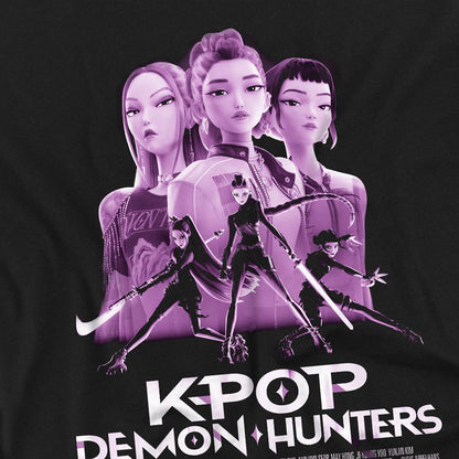 Black - Side - K-Pop Demon Hunters Unisex Adult Huntr-X Poster Back Print T-Shirt