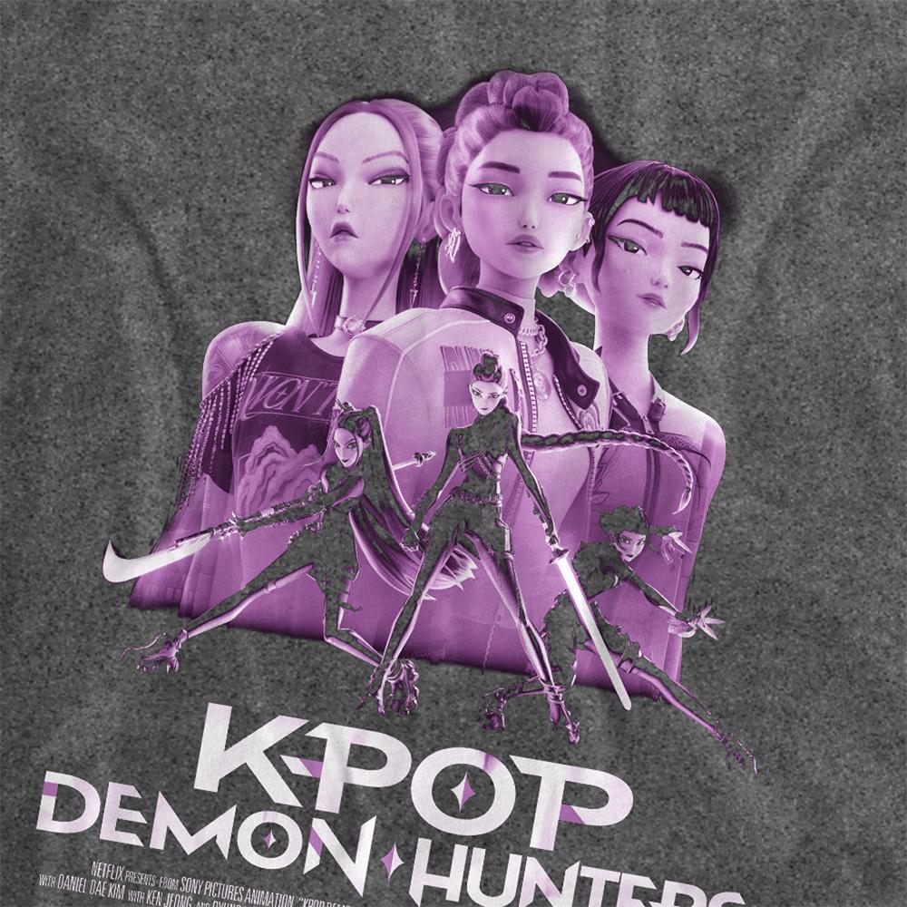 Vintage Wash-Black - Back - K-Pop Demon Hunters Unisex Adult Huntr-X Poster Back Print T-Shirt