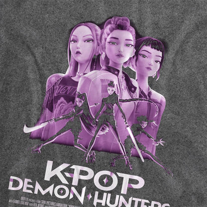 Vintage Wash-Black - Back - K-Pop Demon Hunters Unisex Adult Huntr-X Poster Back Print T-Shirt