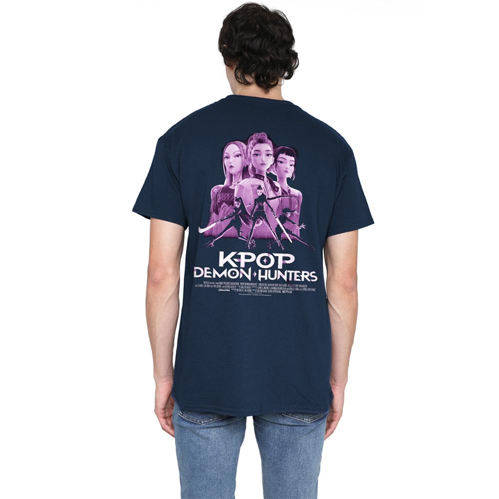 Navy - Pack Shot - K-Pop Demon Hunters Unisex Adult Huntr-X Poster Back Print T-Shirt