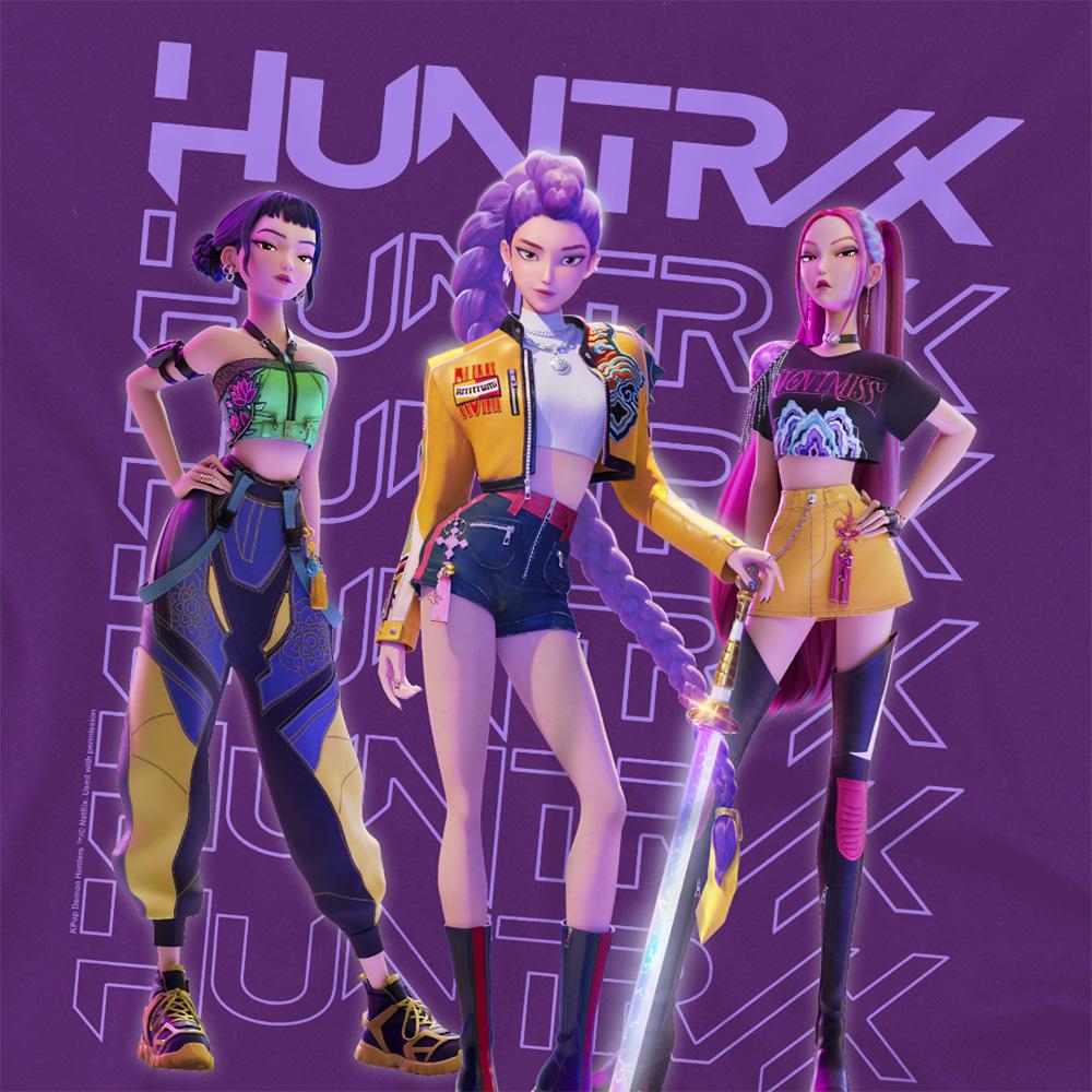 Purple - Back - K-Pop Demon Hunters Unisex Adult Huntr-X Group Pose T-Shirt