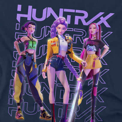 Navy - Back - K-Pop Demon Hunters Unisex Adult Huntr-X Group Pose T-Shirt