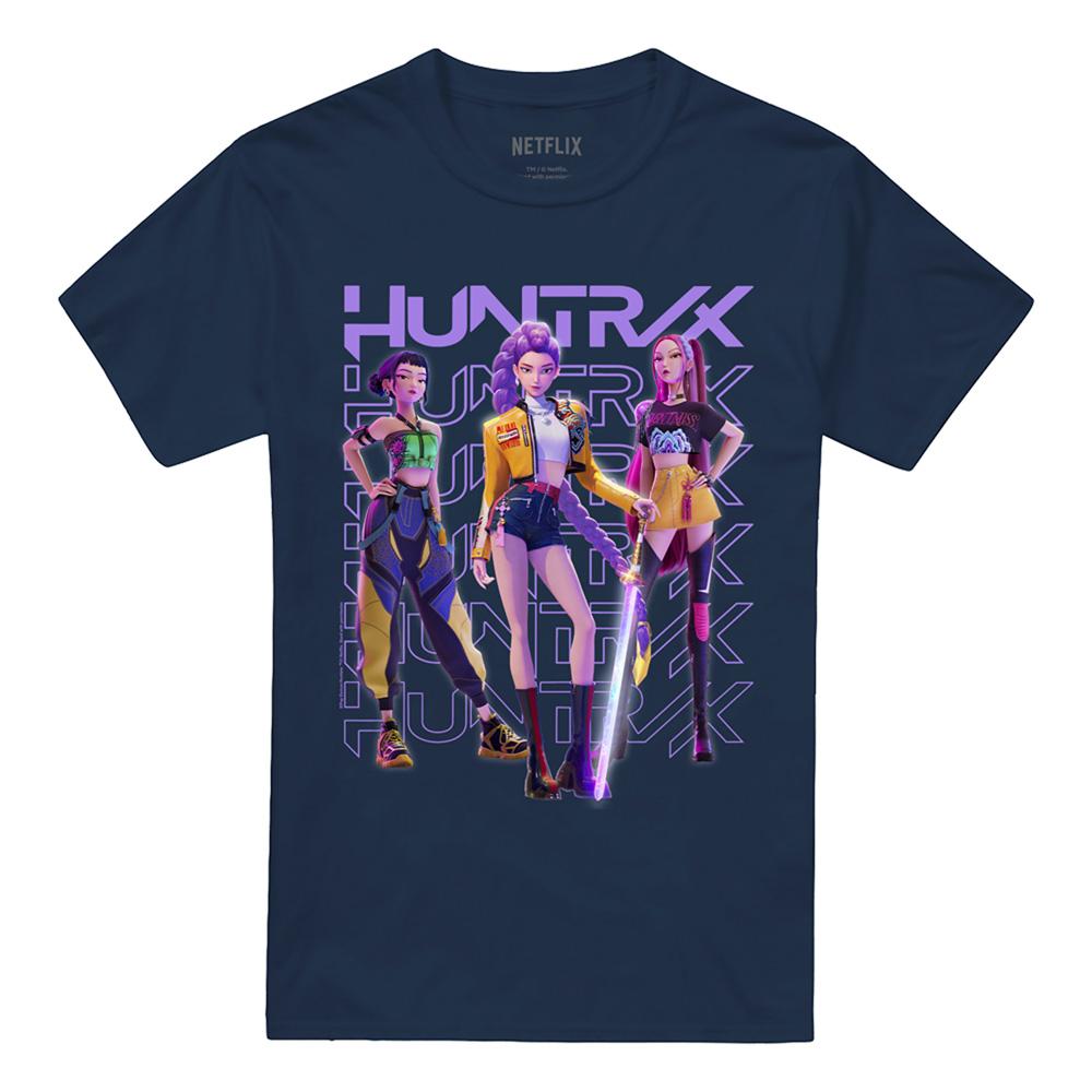 Navy - Front - K-Pop Demon Hunters Unisex Adult Huntr-X Group Pose T-Shirt